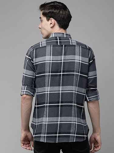 Men's Slim Grey Cotton Flannel Shirt