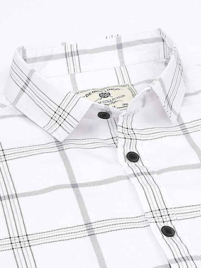 Dennis Lingo Men's Checkered Slim Fit Cotton Casual Shirt