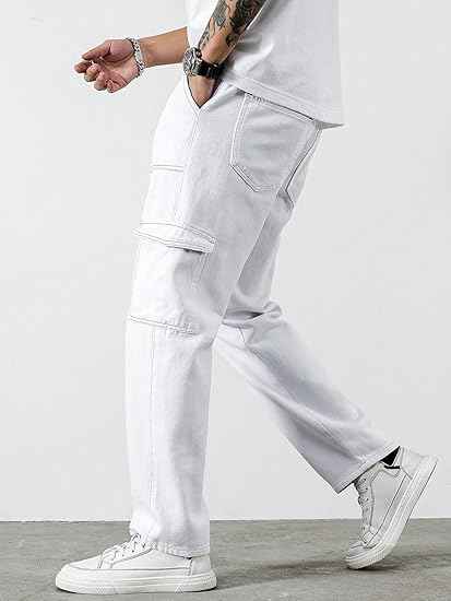 AVANOVA Bell-Bottom Men Cargo Jeans