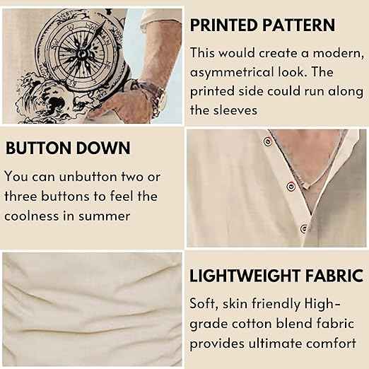 DEELMO Men's Cotton Blend Mandarin