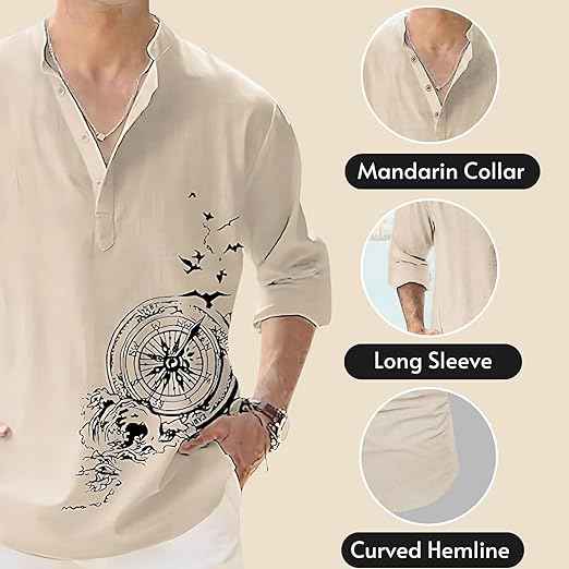 DEELMO Men's Cotton Blend Mandarin