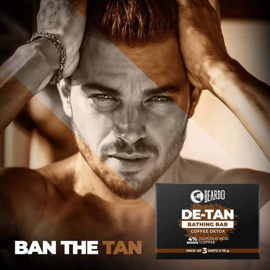 Beardo De-Tan Soap for Men, 75g X 3 | Tan Removal and Caffeine Face & Body Soap | Detan With Coffee & 4% Glycolic Acid | For Body & Face | Refreshing Fragrance | For All Skin Types