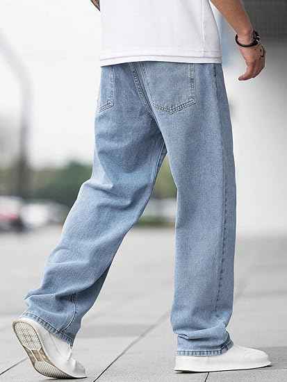 Dockstreet Men Baggy Denim Jeans in Pure 100% Cotton Denim