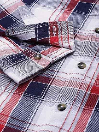 The Indian Garage Co Men's Cotton Regular Fit Checkered Full Sleeves Cutaway Collar Casual Shirt