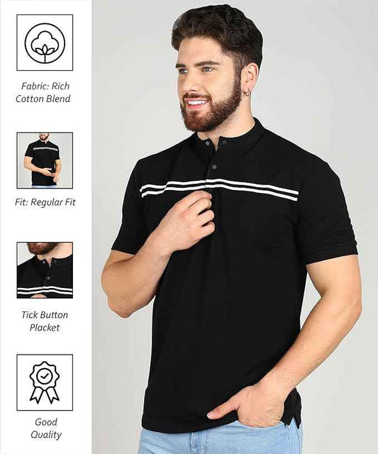 Alan Jones Men's Cotton Collar Solid Polo T-Shirt