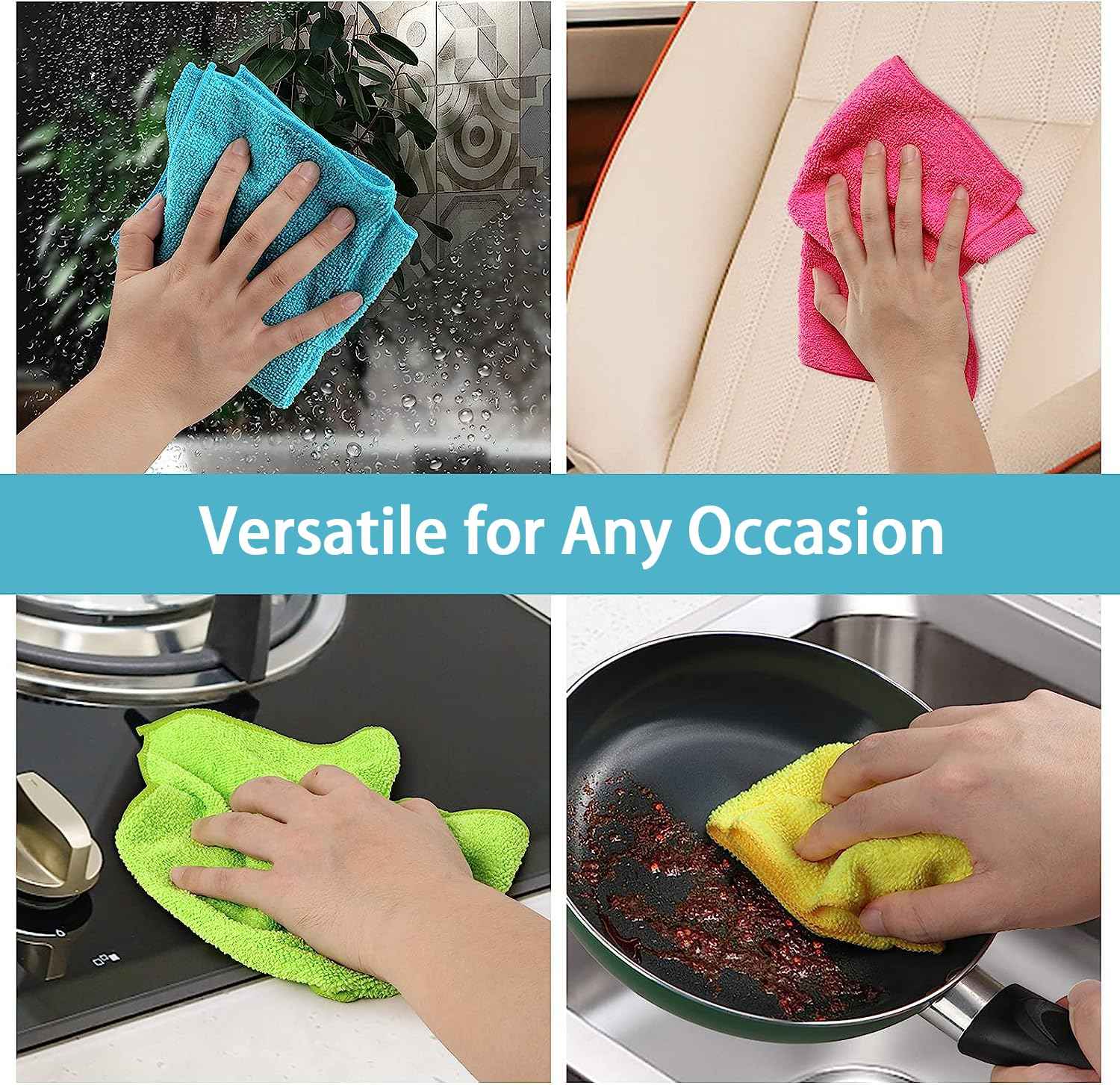 HOMEXCEL Microfiber Cleaning Cloth,8 Pack Cleaning Rag,Cleaning Towels