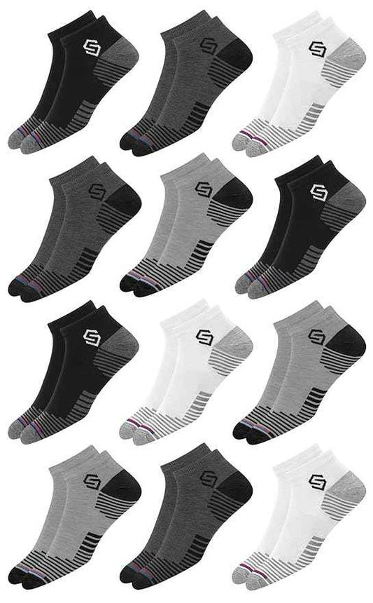 12 Pairs Sports Cotton Ankle Length Socks for Men