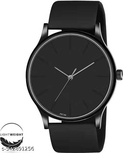 Stylish Black Men's Analog Watch | Silicone Strap | Casual & Sporty Look