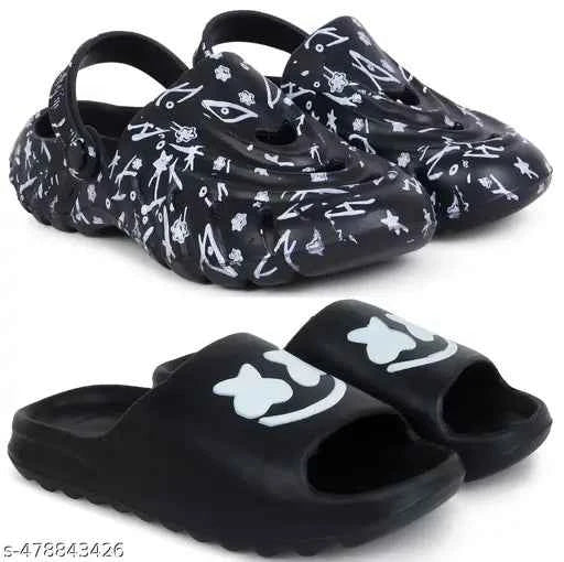 Clogs for Men |Lightweight & Stylish Clog Sandal for Men slippers,slides,water proof, for Men stylish | Perfect Filp-Flops for daily wear walking Slippers Combo Pack