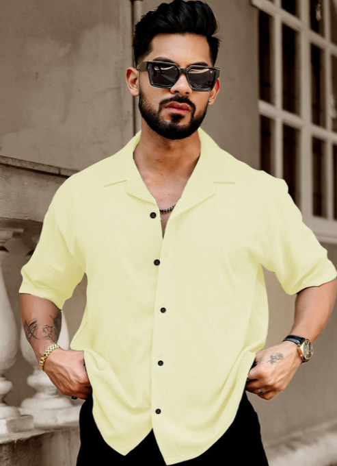 MARMIC FAB Men Self Design Lapel Collar Relaxed Fit Shirt - Zudioshop