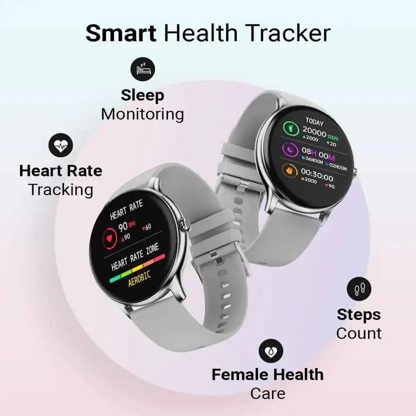 Fire-Boltt Hurricane 33.02mm (1.3) Curved Glass Display with BT Calling, 100+ Sports Modes Smartwatch  (Grey Strap, Free Size)