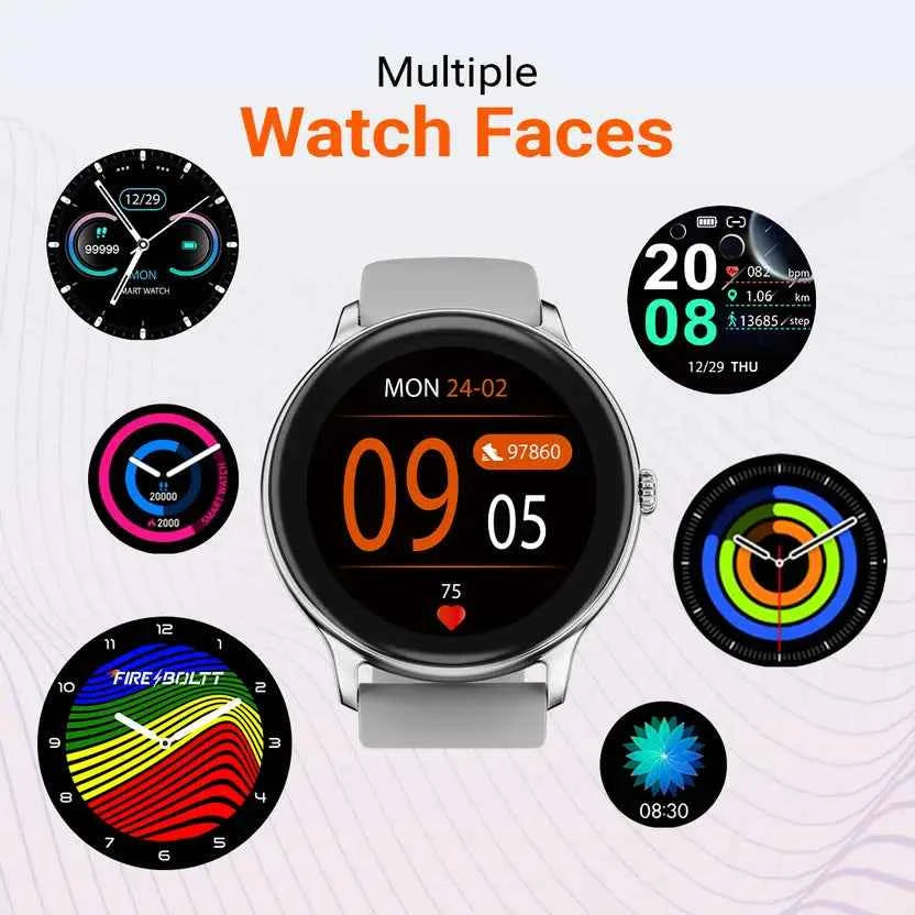 Fire-Boltt Hurricane 33.02mm (1.3) Curved Glass Display with BT Calling, 100+ Sports Modes Smartwatch  (Grey Strap, Free Size)