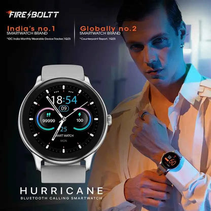 Fire-Boltt Hurricane 33.02mm (1.3) Curved Glass Display with BT Calling, 100+ Sports Modes Smartwatch  (Grey Strap, Free Size)