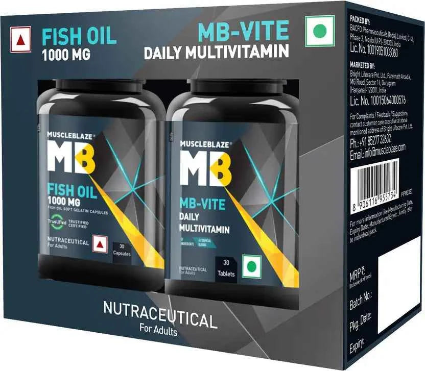 MUSCLEBLAZE MB-Vite Multivitamin & Omega 3 Fish Oil 1000mg Combo  (2 x 30 Tablets)