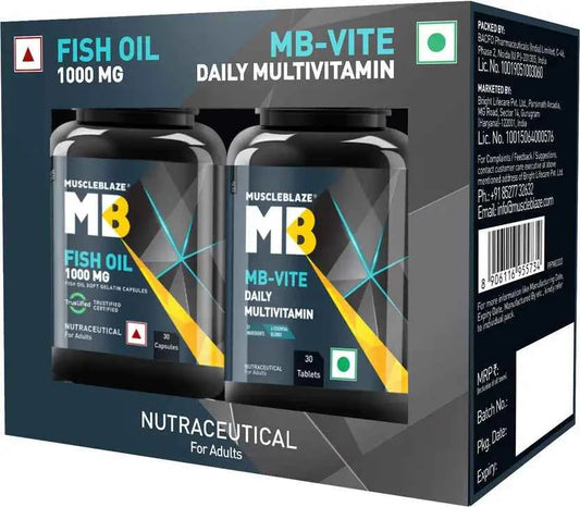 MUSCLEBLAZE MB-Vite Multivitamin & Omega 3 Fish Oil 1000mg Combo  (2 x 30 Tablets)