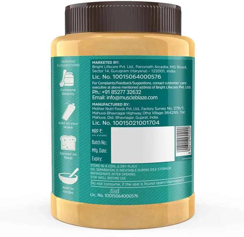 MUSCLEBLAZE MB Peanut Butter with Added Omega, Creamy  (1 kg)
