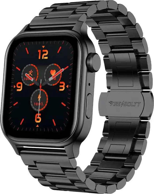 Fire-Boltt Rise Luxe Stainless Steel Luxury, 47mm (1.85) Display, Games, 120+ Sports Smartwatch  (Black Strap, Free Size)