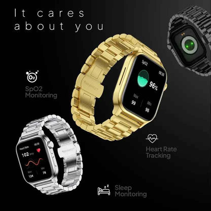 Fire-Boltt Rise Luxe Stainless Steel Luxury, 47mm (1.85) Display, Games, 120+ Sports Smartwatch  (Black Strap, Free Size)