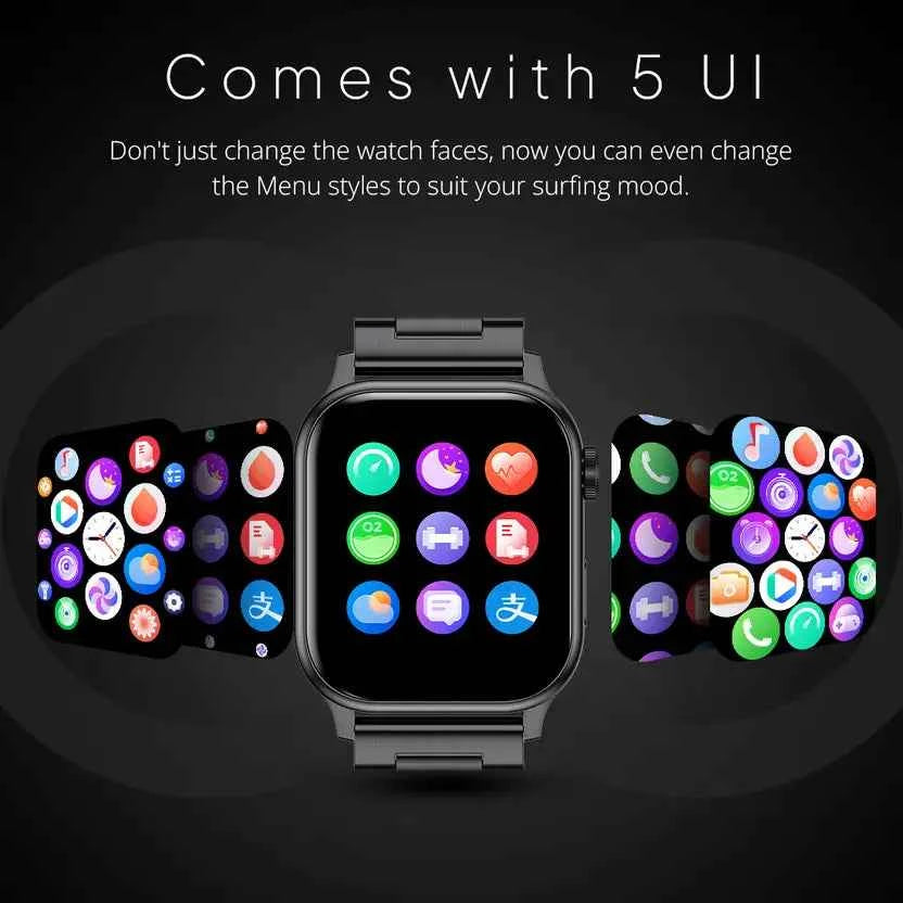 Fire-Boltt Rise Luxe Stainless Steel Luxury, 47mm (1.85) Display, Games, 120+ Sports Smartwatch  (Black Strap, Free Size)