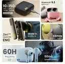 GOBOULT (previously Boult) Z60 with 60Hr Battery, Quad Mic ENC, 50ms Low Latency, 5.3v Bluetooth  (Raven Black, True Wireless)