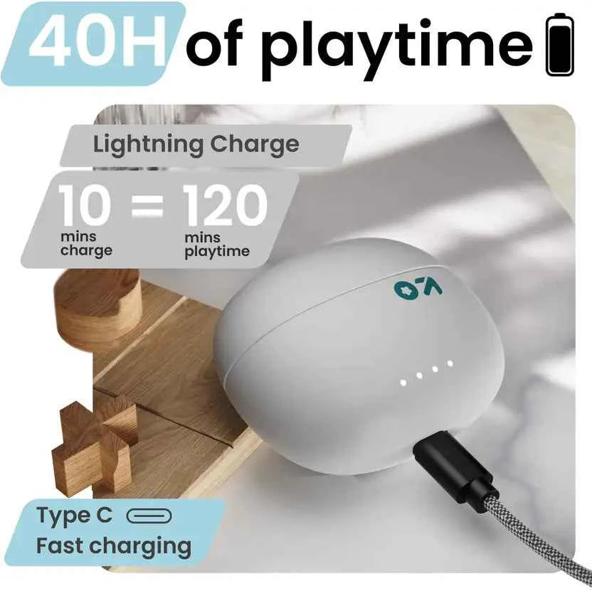 GOBOULT (previously Boult) W20 with ENC Mic,40H Battery Life,Low Latency Gaming, 5.3v Bluetooth  (Glacier Blue, True Wireless)