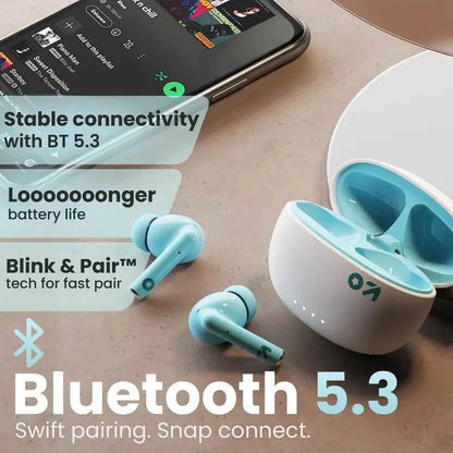 GOBOULT (previously Boult) W20 with ENC Mic,40H Battery Life,Low Latency Gaming, 5.3v Bluetooth  (Glacier Blue, True Wireless)